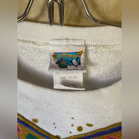 VTG Montana Jeans 80s USA OS Unisex Embellished Nautical Inspired Crewneck - Picture 3 of 7